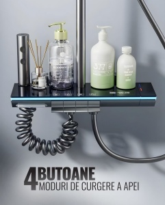 Set de dus smart, display LED, afișaj digital, 4 moduri de curgere, ajustabil, MZ140BL, iHunt - Img 4