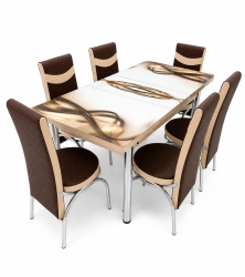Set masa extensibila cu 6 scaune 117 - model elegant maro - Img 2