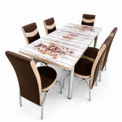 Set masa extensibila cu 6 scaune 633 - model cu flori - Img 2