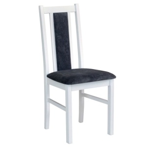 Set masa extensibila lemn masiv, living si bucatarie, DM4 Maxima, blat MDF Furniruit, colturi rotunjite, 120-150x70x76 cm si 4 scaune DM14 Boston, lemn, stofa, 120 kg, alb gri - Img 3