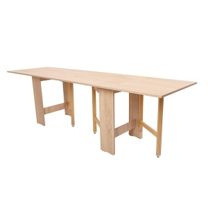 Set masa plianta 12 persoane, Pal Melaminat, insertii lemn masiv, 274x75x78 cm si 6 scaune pliante, tapiterie piele ecologica, fag - Img 3
