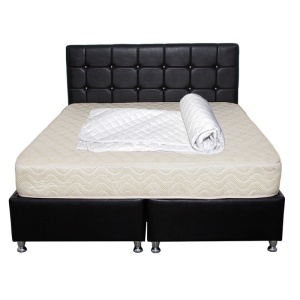 Set Saltea ortopedica cu arcuri, Super Ortopedica Sofia, 180x200x20cm, fermitate medie, cu plasa arcuri tip Bonell, fata vara-iarna, sistem aerisire cu butoni, Saltex plus husa hipoalergenica, lavabila la 95 C