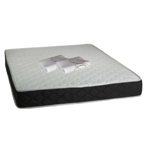 Set Saltea ortopedica, Praga 140x200x22 cm, cu plasa de arcuri tip Bonell, box spring system, fermitate medie, sistem de aerisire perimetral, Saltsib plus 2 perne ortopedice, memory, 52x32 cm, lavabile la 40 C - Img 1