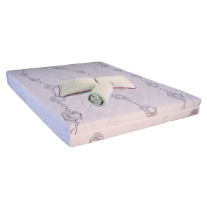 Set Saltea ortopedica, Saturn Memory Plus Comfort 180x200x20cm, cu spuma poliuretanica HR, memory foam 4 cm, husa detasabila tricot, hipoalergenica, fermitate mediu spre tare, Saltsib plus 2 perne matlasate 50x70cm, antialergice si husa lavabila la 95 C
