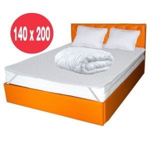 Set Saltea ortopedica Terra Standard Spring Comfort 140x200x26cm, plasa arcuri Bonell, husa detasabila, fermitate mediu-tare, Saltsib plus Pachet textile Avantaj cu 2 perne matlasate 50x70cm, Husa hipoalergenica, lavabila la 95 C si Pilota iarna 180x200cm - Img 3
