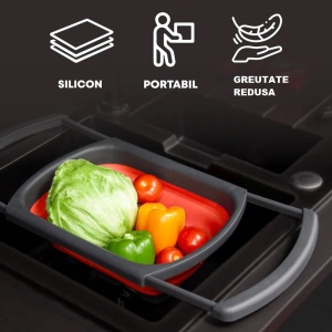 Sita de tip scurgator rectangular cu manere reglabile pentru paste sau legume - Img 3