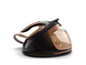 Statie de calcat cu boiler Philips PerfectCare Elite Advanced GC9682/80, 2700W, talpă T-ionicGlide, tehnologia OptimalTemp, 8 bari, abur 165 g/min., jet de abur 600g, rezervor 1.8L, detartrare Easy De-Calc Plus, calcat silentios, Auriu/Negru - Img 1