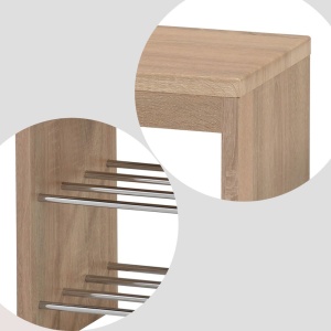Suport pantofi cu bancuta HM ST7, MDF, metal cromat, capacitate 8 perechi, 2 rafturi, fag - Img 2