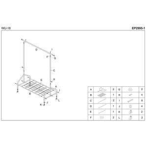 Suport pentru umerase, stender, HM WU18, cu raft dublu incaltaminte, metal cromat, cu roti - Img 2