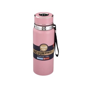 Termos inteligent, ecran LED, interior inox, 600 ml, Roz