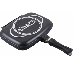 Tigaie dubla pentru gatit din aluminiu, Cooking by Heinner, 32x24x7.5 cm, neagra - Img 3