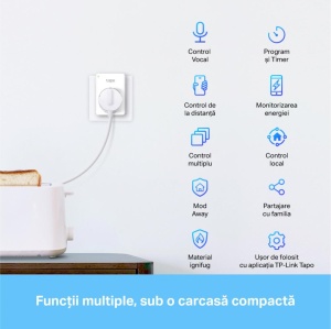 TP-Link MINI SMART WI-FI SOCKET TAPO P110(4-PACK), Protocol: IEEE 802.11b/g/n, Bluetooth 4.2 (doar pentru onboarding), 2.4 GHz, Cerințe de sistem: Android 4.4 sau o versiune mai recentă, iOS 9.0 sau o versiune mai recentă, Cerinte de alimentare: AC - Img 5
