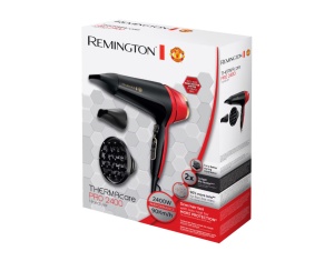 Uscator de par Remington D5755 Thermacare Manchester United, 2400 W, 2 viteze, 3 trepte de temperatura, Indicator LED Ionic, Turbo Boost, Rosu/ Negru - Img 2