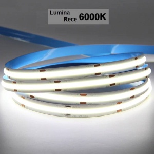 Banda LED COB cu lumina rece de 12W si 12V, 5m cu difuzor continuu