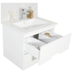 Baza si lavoar ceramic GN0091, mobilier baie suspendat 70 cm, dreptunghiular, front MDF, sertare soft close, alb - Img 3