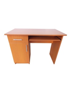 Birou cu spatiu depozitare pentru scolari, Pal Melaminat, sertar, 2 rafturi, polita glisanta tastatura, 100x52x76 cm, wenge