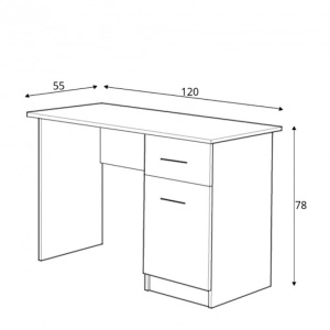 Birou cu usa si sertar HM Elmo, Pal melaminat, 120x55x78 cm, stejar antracit - Img 2