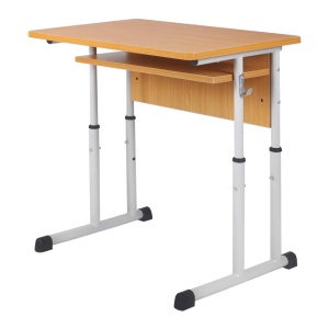 Birou scolar reglabil pe inaltime, ergonomic, spatiu depozitare, PAL melaminat, 70x50x76 cm, natur - Img 3