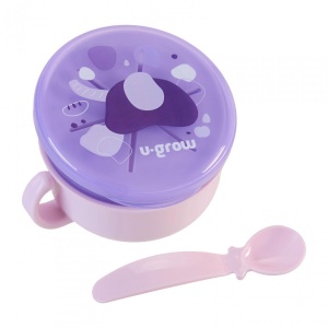 Bol 2 in 1 pentru snackuri cu lingurita, mov, U-Grow - Img 2