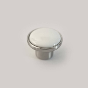 Buton rotund clasic inox-alb