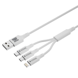 Cablu de date si incarcare Kodak 3in1 USB la USB-C/MicroUSB/iPhone Lightning 1M