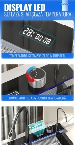 Chiuveta smart, multifunctionala, display LED, robinet apa filtrata, sistem spalare pahare, cap robinet retractabil, SC021, iHunt - Img 2