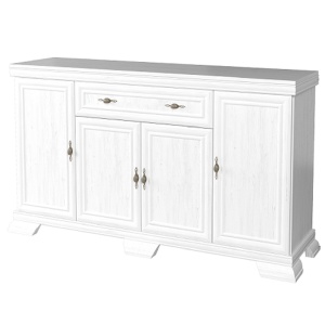 Comoda living VM4, 4 usi, un sertar, Alb Antichizat - Img 3