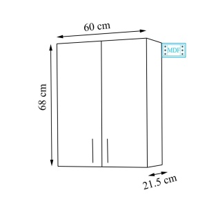 Dulap baie suspendat Roma, front MDF, 2 usi, polita, 60 x 68 cm, alb - Img 3