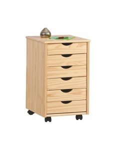 Dulapior rulant HM Nils, cu sertare, cu roti, structura lemn, natur