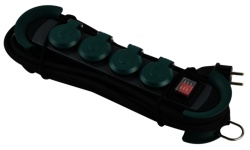 HOOK Outdoor 4xCEE7/3 verde 4,0m CEE7/7