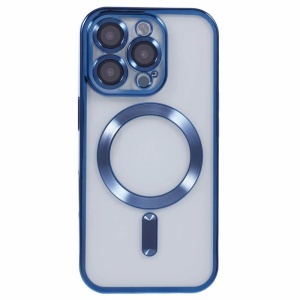 Husa silicon iPhone 16 Pro Max, MagSafe, ElectroEdge, transparenta cu margini albastre - Img 1