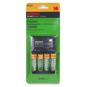 KODAK Incarcator Acumulatori R6 si R3 cu 4 baterii AA 2100 mAh si cablu USB - Img 1