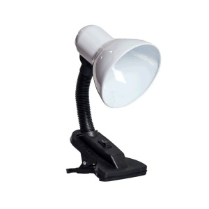 Lampa clip alba din metal pentru birou, E27