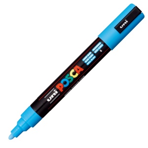 Marker Posca PC-5M varf rotund, 1.8 - 2.5 mm, Albastru deschis - Img 2