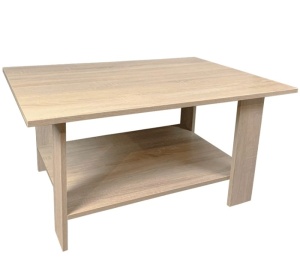 Masa cafea Turing, PAL Melaminat, cu raft depozitare, 87x60x43cm, stejar