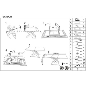Masa extensibila living HM Sandor 3, blat MDF, cadru metal vopsit, 160-220x90x77 cm, 10 persoane, stejar auriu negru - Img 2