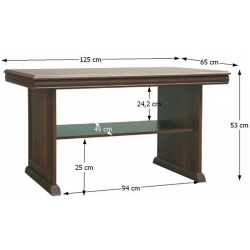 Masuta cafea cu raft depozitare VML2, PAL, insertii MDF, 125x65x53 cm, Nuc - Img 2