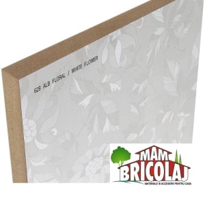 Panou mdf alb floral lucios 628