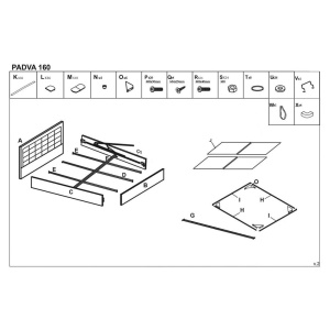 Pat tapitat cu stofa HM Padva, structura lemn masiv, cu somiera, 160x200, gri - Img 3