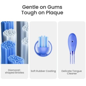 Periuta de dinti sonica Oclean Ease, Functii: smart timer 2 min, 2 moduri de utilizare, 45 dB, IPX7 waterproof, durata baterie pana la 120 zile, protectie impotriva prafului, perfecta pentru calatorii, culoare: albastru - Img 2