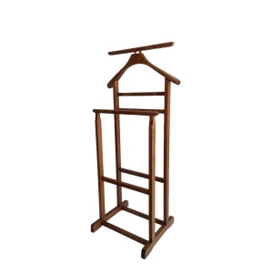 Portmantou suport haine, tip valet, dublu, din lemn masiv, 102 cm, nuc - Img 2