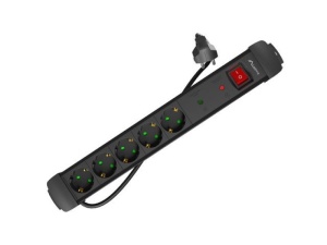 Prelungitor cu protectie la supratensiune SP1, 5 prize , negru