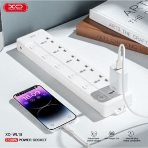 Prelungitor EU, 6 prize, intrerupatoare individuale, 2500W, XO-WL18, Alb - Img 2