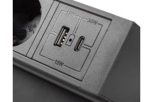 Priza de colt, 3 x Schuko, 2 x USB, neagra, Basco, GTV - Img 3