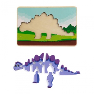 PUZZLE DIN LEMN STEGOZAUR, 8 PIESE, MOMKI - Img 2
