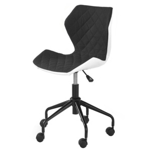 Scaun birou copii HM Matrix, Ergonomic, Cadru Metalic, Stofa Piele ecologica, Inaltime ajustabila, 100 Kg, Alb Negru - Img 2