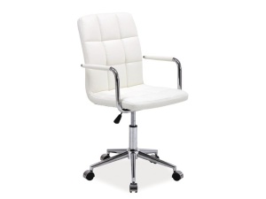 Scaun birou copii SL Q022, ergonomic, cadru otel, piele ecologica, inaltime ajustabila, rotatie 360 , 60 Kg, alb