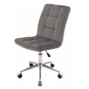 Scaun birou cu stofa tip catifea SL Q020, inaltime reglabila, cadru cromat, rotatie 360 , roti pivotante, 90 kg, Gri - Img 2