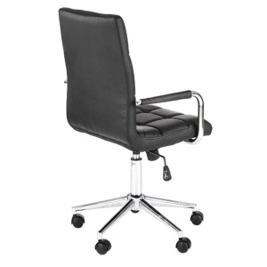 Scaun birou ergonomic, HM Gonzo 2, cadru cromat, tapiterie piele ecologica, mecanism de balans, roti pivotante, 90 kg, negru - Img 3