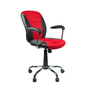 Scaun birou GN45, mesh piele ecologica, mecanism balans, inaltime reglabila, 80 kg, rosu negru - Img 3